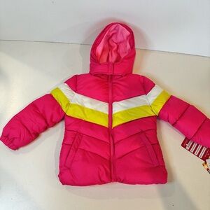NWT Girl's Pink Platinum Puffer Jacket Coat Hoodie Size Girls 4